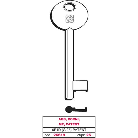 Silca CHIAVE A MAPPA 6P1D (G. VAZ 0) PATENT AGB, CORNI, MP, PATENT 5.00 pz