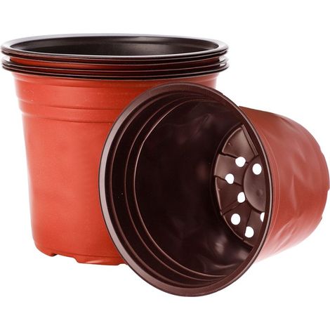 Pot de Fleurs Plastique Red/Black Two-Tone 210 — Pour Succulentes, Cactus et Petites Plantes (Lot de 6 Pots) — Drainage Idéal, Décor Bureau & Fenêtre (PP, Diamètre 20.6 cm) (1/4)