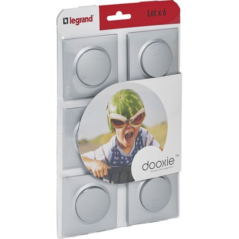 Legrand – Lot de 6 interrupteurs va-et-vient aluminium Dooxie – Installation intérieure rapide – Bornes automatiques sans outil – IP44 résistant aux projections