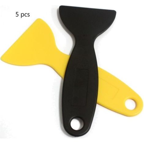 Grattoir 5 pièces pour film de téléphone portable et film de voiture, spatule en plastique, petit couteau à neige pour nettoyage et couteau à mastic, jaune et noir (1/4)