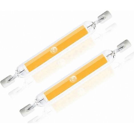 Lot de 2 ampoules LED R7S 118 mm 10 W blanc froid 6000 K à filament linéaire, type J, éclairage à 360°, remplaçant les ampoules halogènes 90 W (118 mm x 15 mm). (1/5)