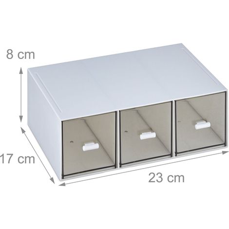 Scatola portaoggetti impilabile 3 scomparti per tè cosmetici spezie 30 x 20 x 10 cm in plastica trasparente 130014331