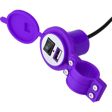 Universelles USB-Motorradladegerät, violetter wasserdichter Stecker, Handy-Ladeanschluss, 12V-kompatibel, regendicht, Motorradzubehör. (1/5)