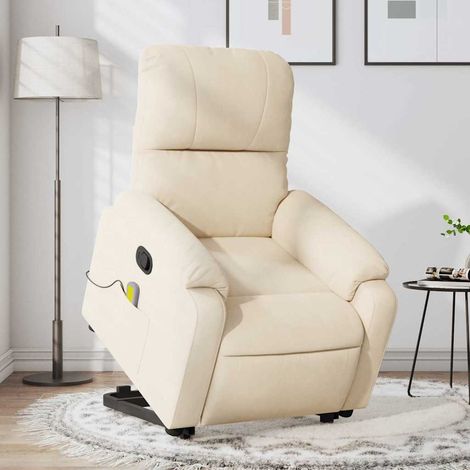 Fauteuil inclinable de massage-Chaise de relaxation-Fauteuil Relax beige tissu microfibre 389008 (1/5)