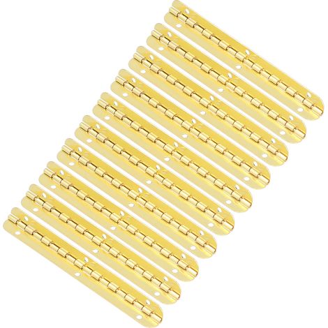 10 charnières ovales de 100 mm pour boîtes en bois, charnières à 90 degrés, charnières à boucle jaunes à bande longue.