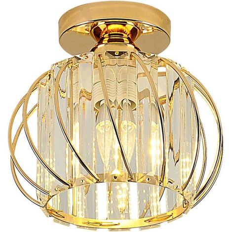 Plafoniere in cristallo, piccole plafoniere LED da incasso per cucina, corridoio, sala da pranzo, soggiorno, bar (oro) -- Non contiene luce [Classe energetica A++] (1/4)