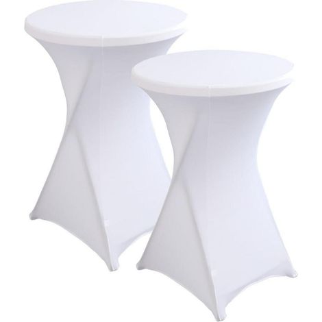 Housses de table haute stretch lot de 2 blanc pour tables de bistrot Ø 80-85 cm