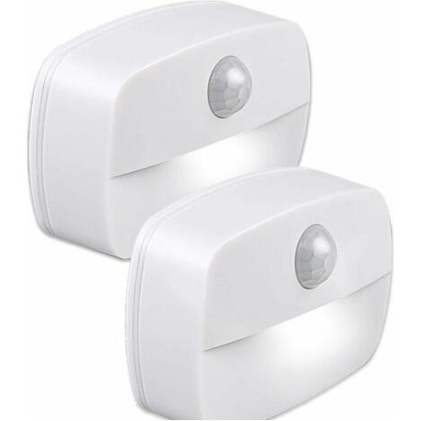 Set of 2 LED Night Light, Motion Sensor Night Light, Wall Light, Motion Sensor Closet Lights, Safe Lights for Stairs, Hallway, Bathroom, Kitchen, Wardrobe (1/4)