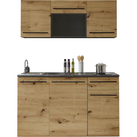 Stella Trading Jazz Moderna Senza elettrodomestici in Antracite, Effetto Rovere, spaziosa Cucina attrezzata con Molto Spazio, Legno ingegnerizzato, Quercia Artisan, 160 x 212 x 60 cm (1/5)