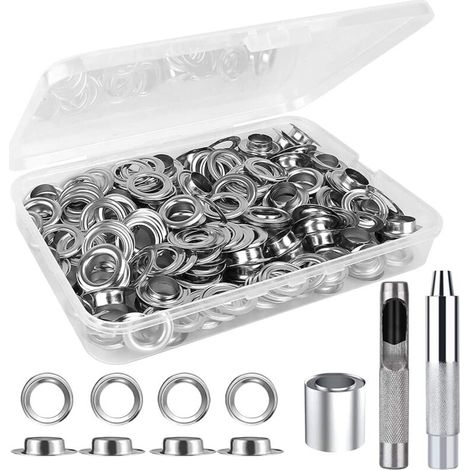 Kit di occhielli da 12 mm - 120 set di occhielli in metallo - Attrezzi per occhielli per riparazioni fai-da-te di tende, teloni, tele e tende da campeggio.