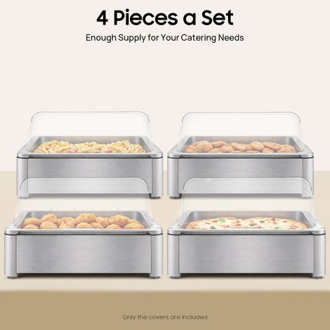 4 Packungen transparente Abdeckungen für Spirituskocher, transparente Kunststoffabdeckungen für Konditorei-Ausstellungsvitrinen, transparente Abdeckungen für Desserts und Kuchen (53,5 x 33 x 18 cm) (1/5)