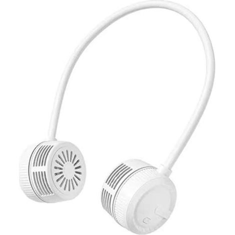 Ventilador de cuello portátil, ventilador de doble cabezal, 3 velocidades, potente flujo de aire, ventilador ajustable 360° (Blanco). (1/5)