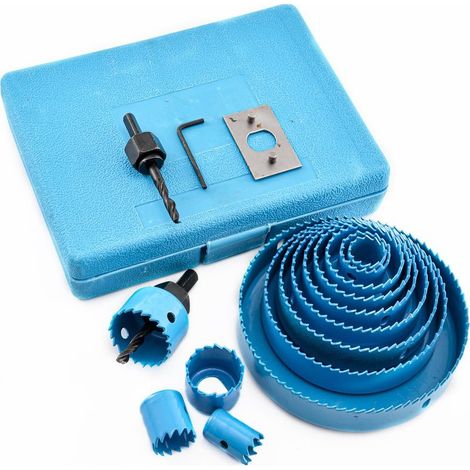 17 PCS Kit Scies Cloches bi-métal en Acier Carbone , 19-127mm Scie Cloche Coffret pour Bois , Plaque de Plâtre et Plaques de Plâtre bleu , Profondeur de Coupe 25 mm (1/5)