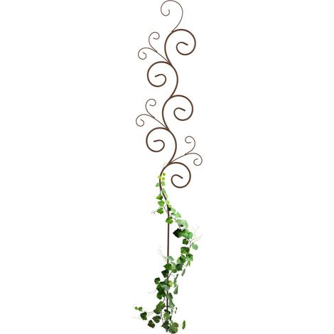 Relaxdays Rankhilfe Bodenstecker, Garten, HxB: 160 x 30 cm, Rankgitter für Kletterpflanzen, Metall, freistehend, braun