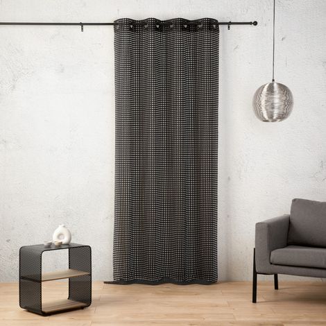 Voilage maille ajourée à oeillets Noir 140x260 cm