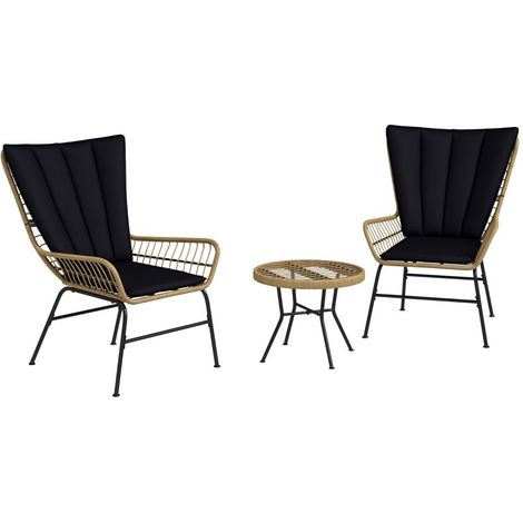 Ensemble bistro, mobilier de balcon, style bohème, résistant aux intempéries, 76 x 66 x 96 cm, noir (1/3)