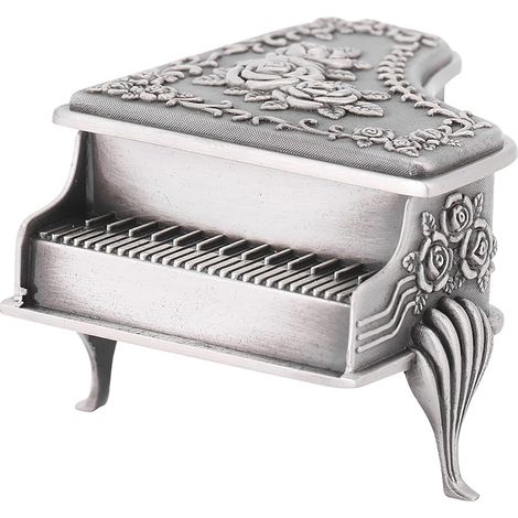 Jewelry archive with a carved pink flower piano-shaped zinc alloy case (1/5)