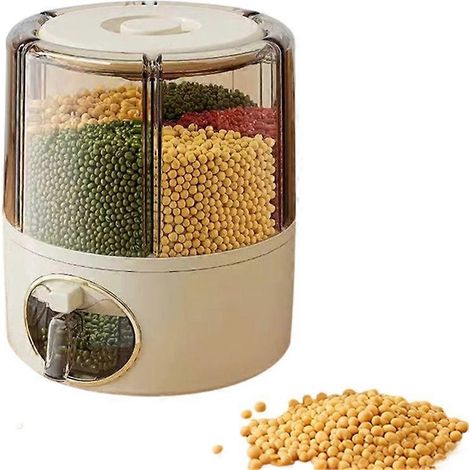 Reiseimer für die Küche, Aufbewahrungsbox für Müsli, luftdichter Müslibehälter mit drehbaren Fächern, weiß, mittelgroß (1/5)