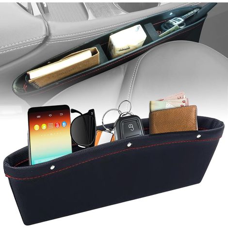 Aufbewahrungsbox für Autositze aus Leder, Organizer für die Autositzkonsole, Ledertasche für den Spalt zwischen den Sitzen, verhindert das Herausfallen von Gegenständen zwischen den Sitzen, für Handys