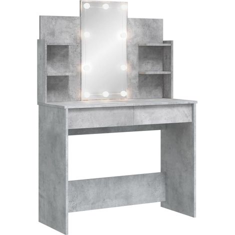 Tocador con luces LED gris hormigón 96x40x142 cm vidaXL