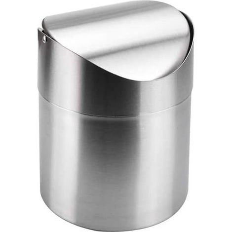 Papelera mini de escritorio basculante acero  Gris