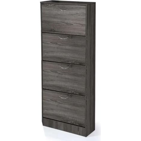 Schuhschrank Gaia 63x24x150 cm, wenge, 4 Klappen, modernes Design