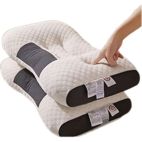 Lot de 2 Oreillers ergonomique apnée du sommeil – Mousse à mémoire de forme – Soutien cervical anti-ronflement oreiller orthopédique