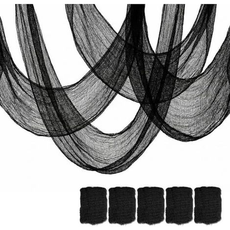 Ensemble de 5 nappes décoratives d'Halloween effrayantes, noires, 76 x 183 cm - Décoration d'Halloween pour l'intérieur et l'extérieur (1/5)