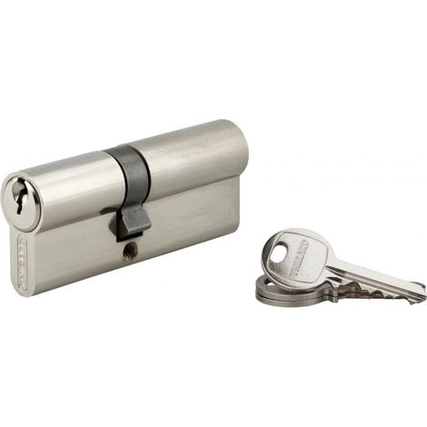 Cylindre de serrure cranté 35 x 45 mm – 3 clés en acier nickelé – Mécanisme à 5 goupilles – Panneton anti-arrachement (1/4)