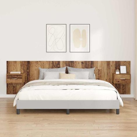 Kopfteil mit Schrank mit Schubladen 3 pcs Altholz Holzwerkstoff