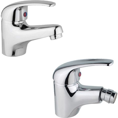 Coppia di Miscelatori - Bidet + Lavabo - Stile Easy - Moderno - In Ottone Cromato (1/5)