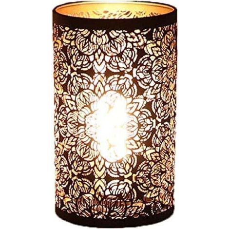 Metal Lampshade, Hollow Metal Sculpture Lampshade with Circular Cylindrical Pattern, E27 E26 Decorative Detachable Bedside Table Lamp Shade (1/4)