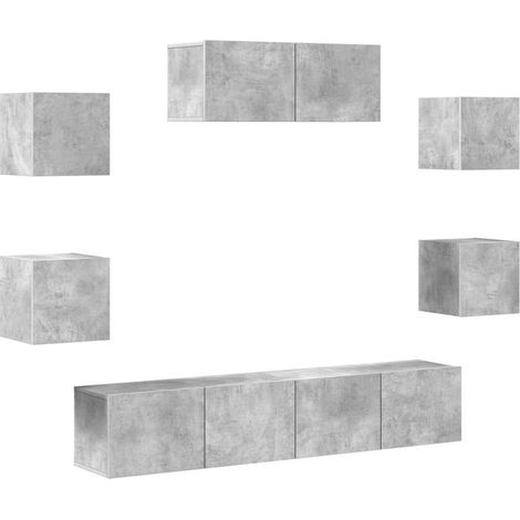 Maison Exclusive - 7-tlg. TV-Schrank-Set Betongrau Holzwerkstoff