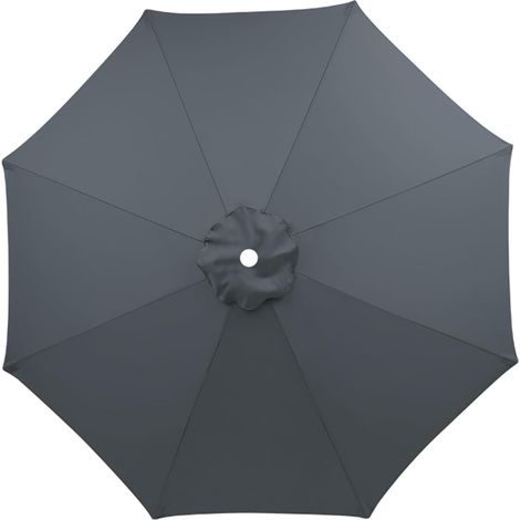 Housse de rechange pour parasol de terrasse à 8 baleines de 2,7 m, protection UV, toile grise (1/4)