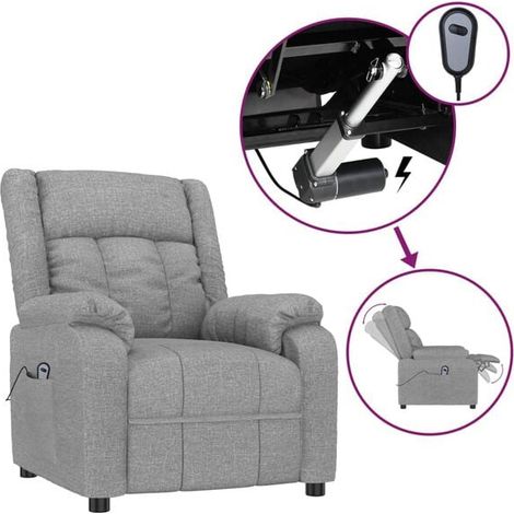 Fauteuil inclinable électrique en tissu gris clair (1/5)