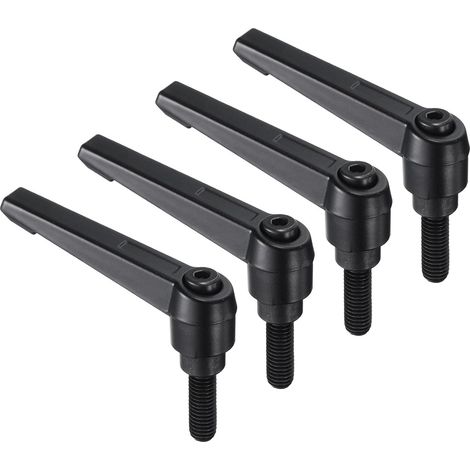 Lot de 4 Poignées à levier M8 x 20 mm Acier au carbone Alliage de zinc Noir pour Machines industrielles (1/5)