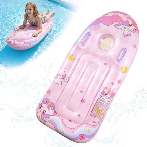 Matelas gonflable pour enfants, planche de natation gonflable, pour piscine, plage, mer, été (Licorne rose) (1/5)