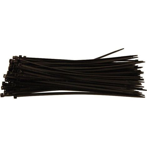 Colliers de serrage Rilsan noirs 380 mm x 4.5 mm – Lot de 100 – Pour câbles électriques et réseaux – Résistance à l'humidité (1/2)