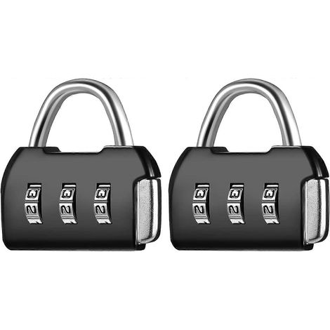 Lot de 2 mini cadenas à combinaison 3 chiffres, cadenas pour bagages, valises, sacs de sport, etc. (1/5)