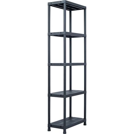 vidaXL Estantería de plástico 2 unidades 125 kg 60x30x180 cm negro (1/2)