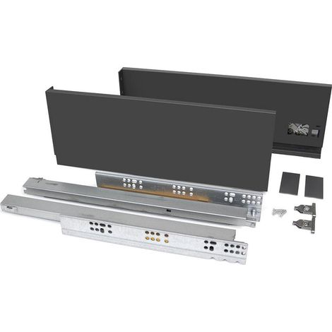 Emuca Vertex Außen-Schublade grau anthrazit Stahl 450 mm