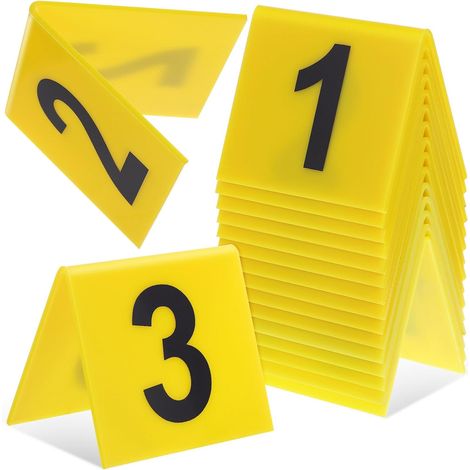 JANMIR-Décorations de scène de crime : 15 marqueurs de preuves, tentes de marquage numérotées de 1 à 15, cartes de numérotation des preuves, 15 marqueurs de preuves jaunes, 6,30 x 5,50 x 4,50 cm (1/5)