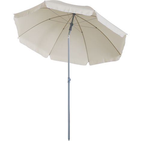 Ombrellone da Esterno 2x2.3 m Portatile con Tettuccio Inclinabile, in Metallo e Poliestere, Crema