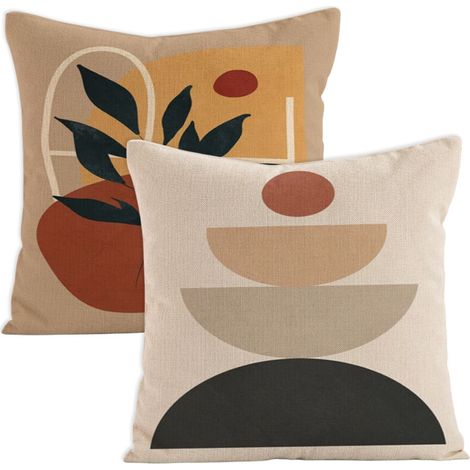 Housses de coussin bohèmes 45x45 cm (lot de 2), housses de coussin abstraites, housse de coussin soleil à motif géométrique, housses de coussin décoratives bohèmes (1/5)