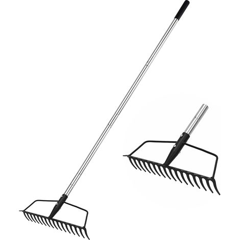 Heavy Duty Carbon Steel Garden Rake Arc Rake with Adjustable Handle Stainless Steel Long Hand Rake for Loosening Floor Leveling and Collecting (1/5)