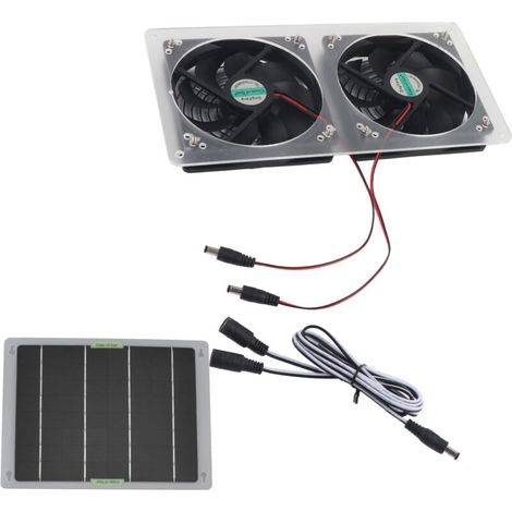 Kit de ventilateur de panneau solaire 100W 12V, étanche, Portable, double ventilateur d'extraction, ensemble de panneaux solaires pour serre domestique (1/5)