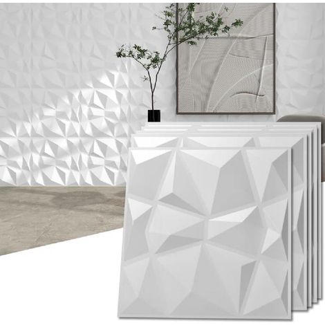 Pack de 15 panneaux muraux 3D en PVC avec texture diamant - Carreaux muraux imperméables de 30  30 cm - Panneau mural 3D pour salle de jeux, salon, arrière-plan TV, cuisine, salle de bain et plus (1/5)