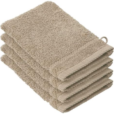 Lot de 4 Gants de Toilette , Beige Sand, 2525cm cm (1/2)