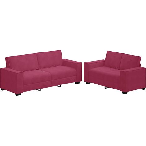 Maison Exclusive - Set di Divani 2 pz con Cuscini Rosso Vino in Velluto