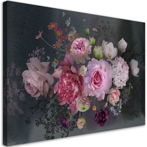 Quadro su tela, Bouquet di fiori vintage - 60x40 (1/5)